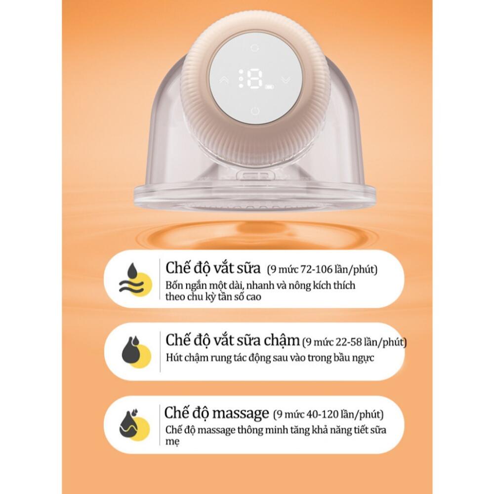 Máy Hút Sữa Không Dây Điện Rảnh Tay - Máy Vắt Sữa Thông Minh Phễu Silicon 3 Chế Độ Mát Xa/Kích Sữa/Hút Sữa, Với Màn Hình LCD Kỹ Thuật Số