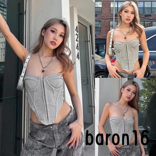 Áo ống màu xám lệch vai thời trang dành cho nữ