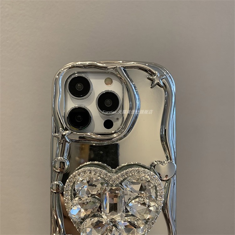 Sang Trọng Ốp Điện Thoại tpu Mềm Chống Dơ In Họa Tiết Trái Tim 3d Có Giá Đỡ Cho iphone 15 pro 14 13 12 11 pro max x 7plus