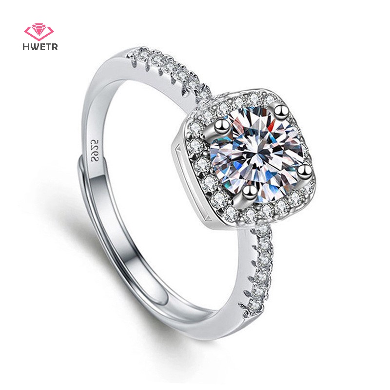 Nhẫn Hở Mạ Bạc 925 Đính Đá Kim Cương Nhân Tạo Thời Trang Cho Nữ Mới