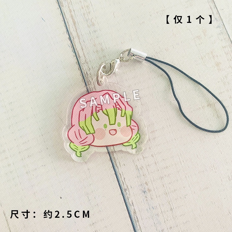 Dây treo Điện Thoại Di Động KIMETSU NO YAIBA CHIBI FACE Tanjiro Nezuko Zenitsu Muichiro Giyuu Inosuke móc khóa anime