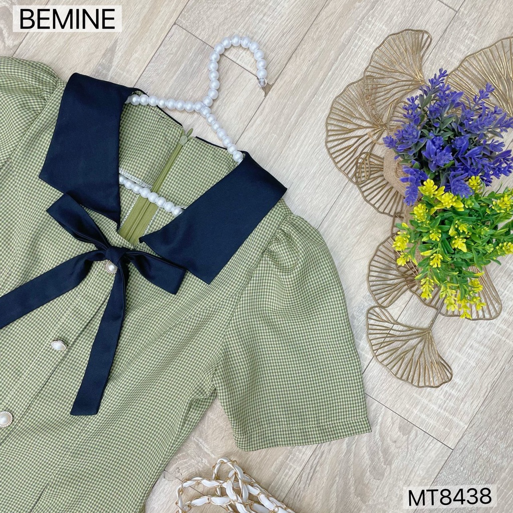 Đầm xoè cổ V phối ngắn tay BEMINE MT8438