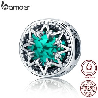 Hạt xỏ vòng tay Bamoer Scc308 bằng bạc 925 họa tiết bông tuyết đính đá sang trọng