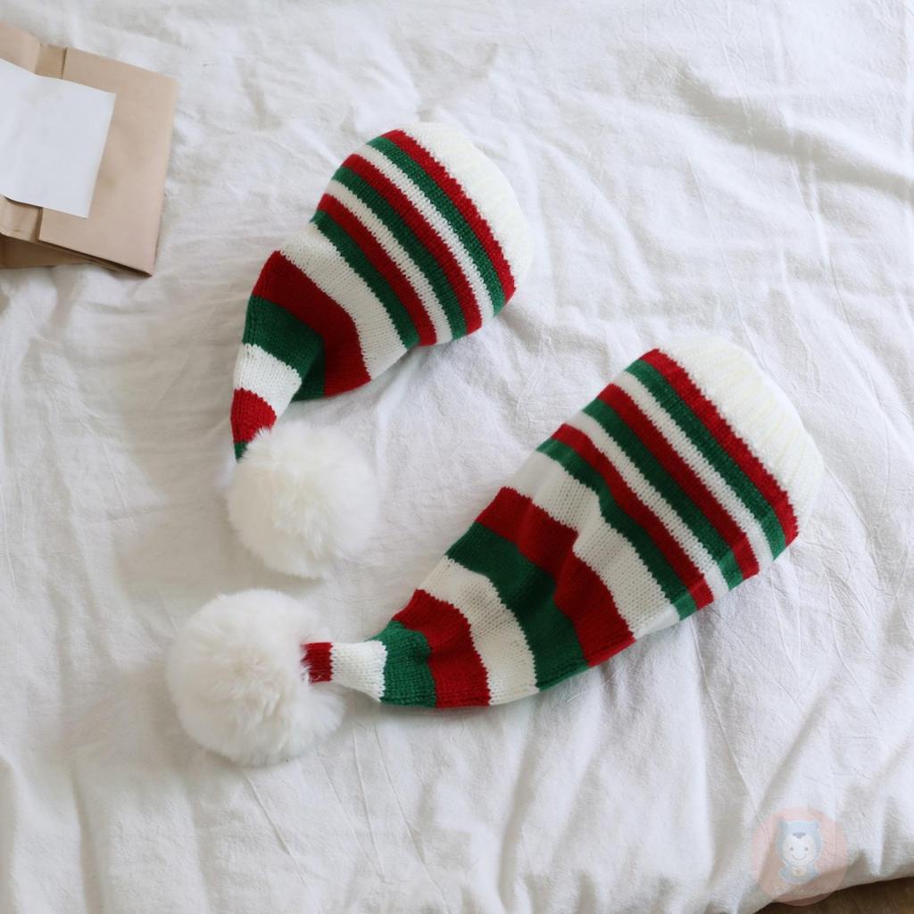 Mũ Len Trùm Đầu Họa Tiết Kẻ Sọc Thời Tiết Giáng Sinh laa6