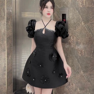 (SALE NGHĨ BÁN)  Đầm Tapta Thiết Kế Bigsize Cột Cổ Đính Đá