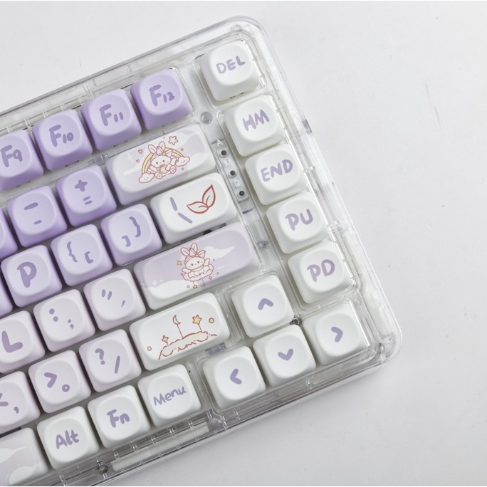Gradient Purple Rabbit Keycaps MOA Profile Bộ 142 Nút Bàn Phím Cơ Màu Tím gradient Hình Thỏ Dễ Thương Dành Cho Nữ