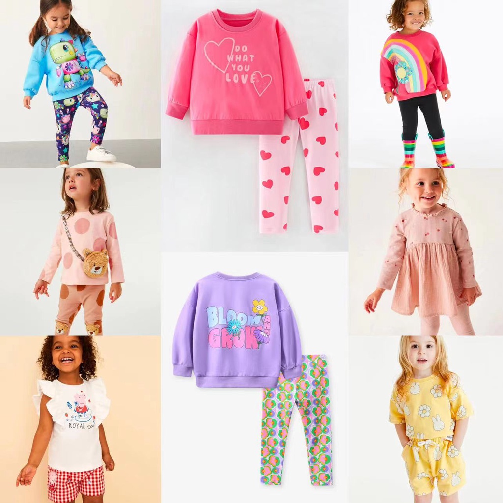 Set Áo Thun Tay Dài + Quần Legging Phong Cách Mới Cho Bé Gái