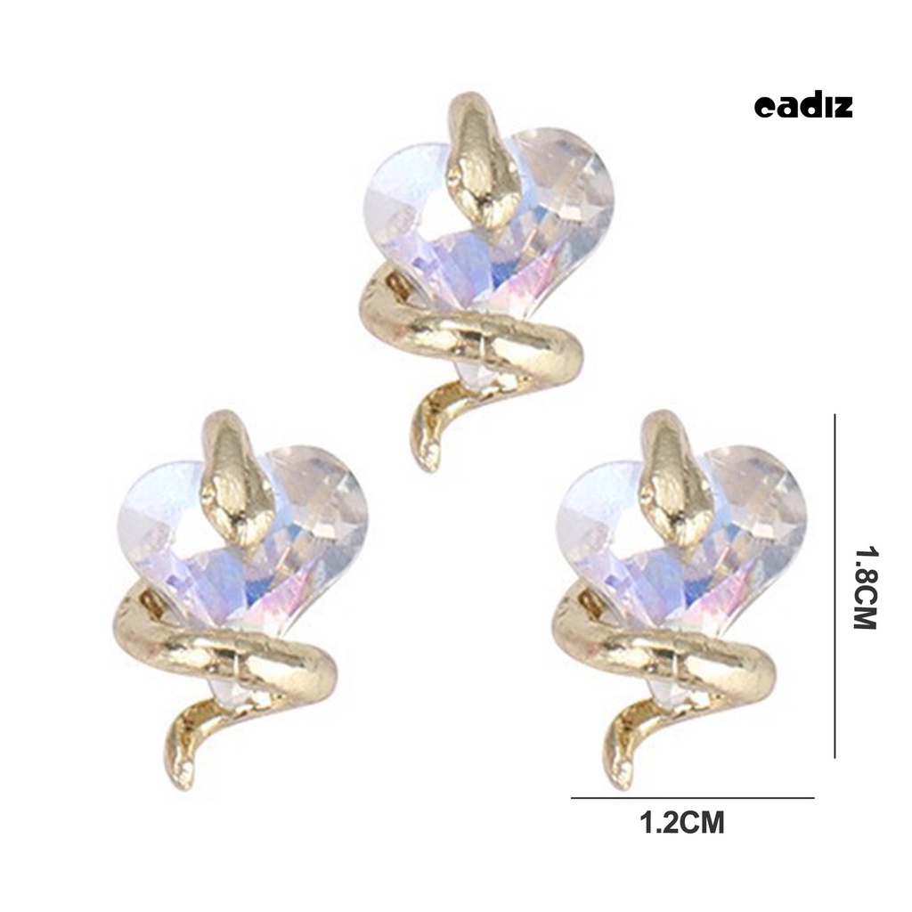 Set 3 Phụ Kiện Trang Trí Móng Tay Nghệ Thuật Hình Rắn / Trái Tim 3d Đính Đá Pha Lê