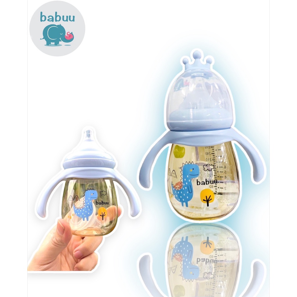 Bình sữa Vương Miện PPSU Babuu có tay cầm cho bé babyforlove