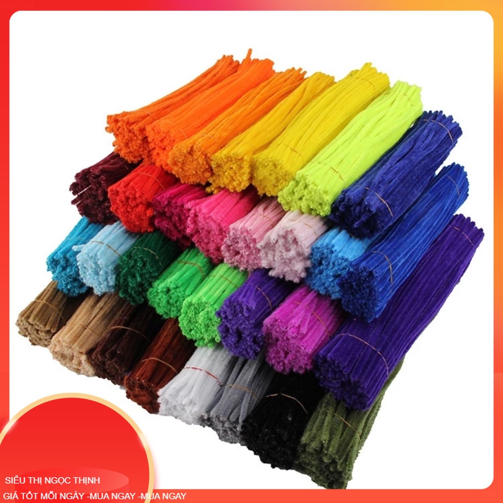 Set 100 dây kẽm nhung màu pastel Kèm Đèn đom đóm handmade,Dây kẽm lông nhiều màu làm hoa