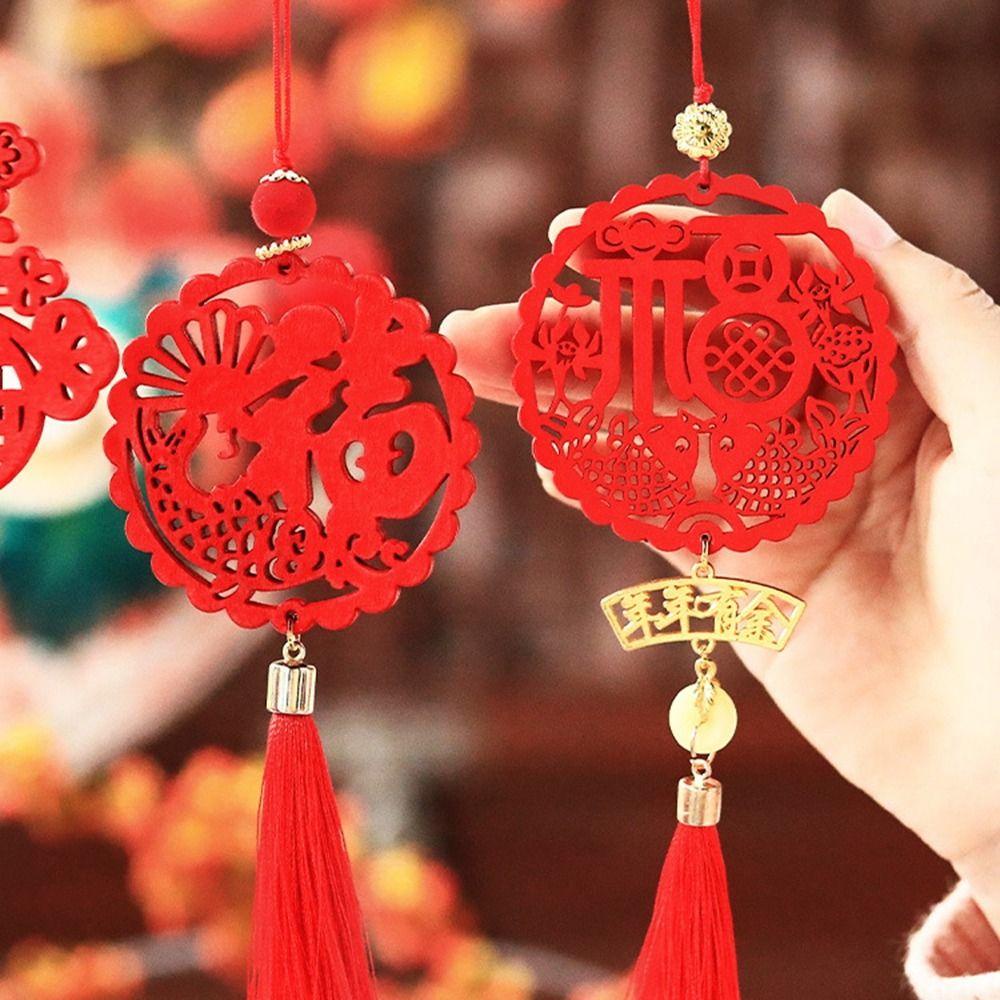 Avalentine Mặt Dây Chuyền Gỗ Hình Rồng Phối Tua Rua Phong Cách Trung Hoa Sáng Tạo Trang Trí Năm Mới