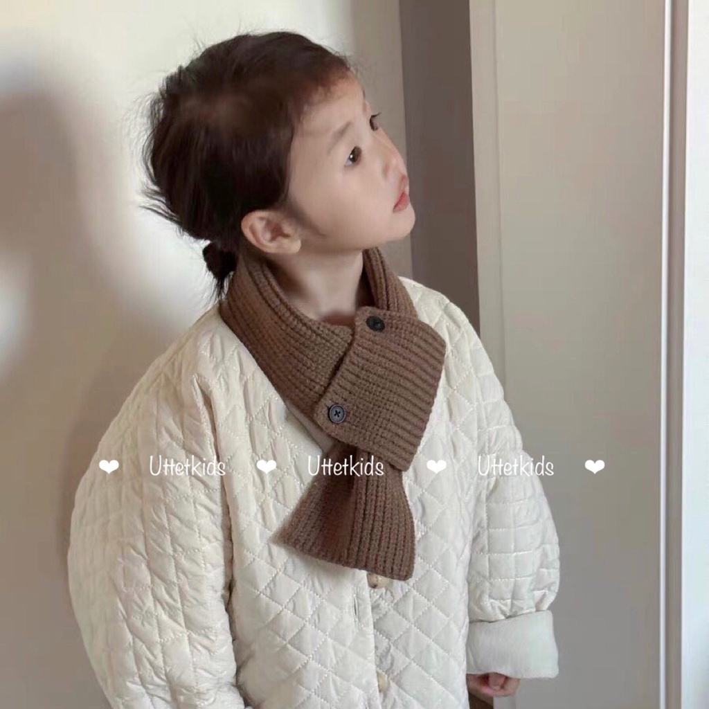 KHĂN QUÀNG CỔ LEN  HAI NÚT PHONG CÁCH HÀN QUỐC CHO BÉ GÁI VÀ BÉ TRAI TỪ 1 - 5 TUỔI