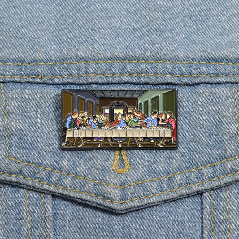 Da Vinci Ghim Cài Áo Họa Tiết Tranh Sơn Dầu Hoạt Hình Nổi Tiếng Làm Quà Tặng Cho Bạn Bè