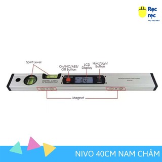 Thước cân bằng Nivo điện tử cao cấp 40cm - Khung nhôm định hình, đế nam châm