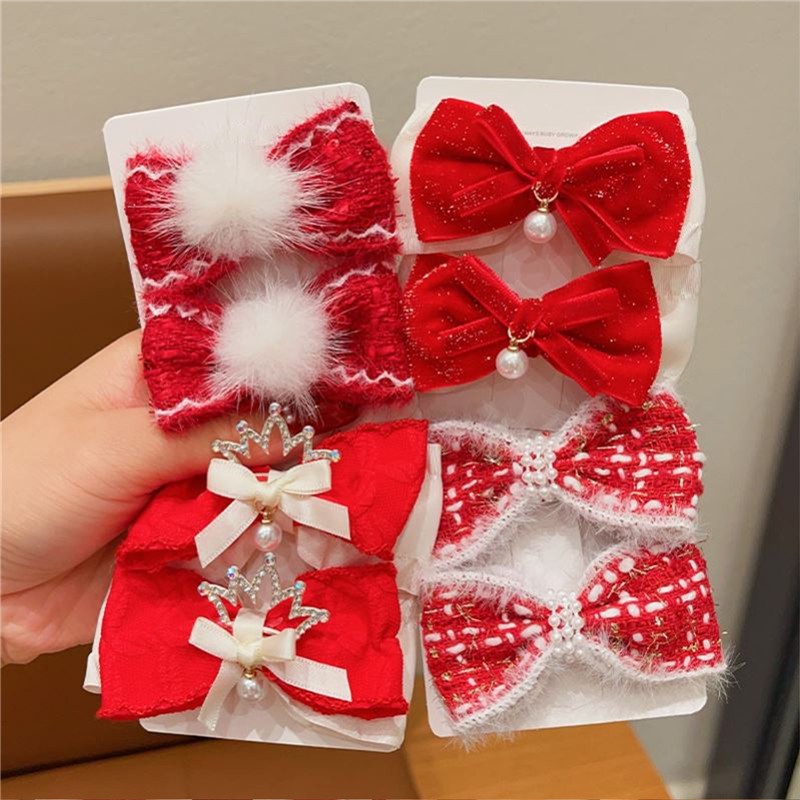 Kẹp Tóc Nơ Phong Cách Giáng Sinh Năm Mới Không Làm Tổn Thương Tóc Dành Cho Bé Gái trang trí tết
