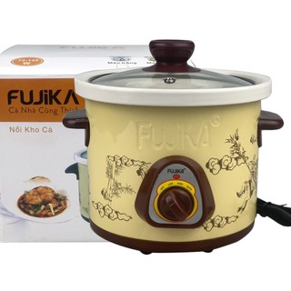 Nồi kho cá thịt 2.5l,nồi nấu chậm,nồi nấu cháo ,nồi chưng yến,nồi tiềm 2.5l fujika kc25 màu vàng họa tiết