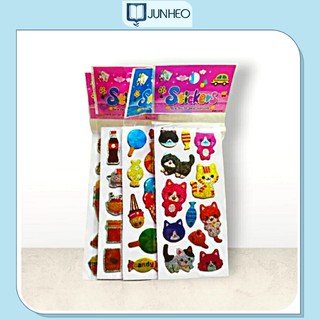 Sticker trang trí nhiều mẫu in hình nổi 3D, Sticker hoa quả hình thú cute