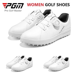 Pgm Giày Thể Thao Chơi golf Màu Trắng Nhỏ Gọn Nhẹ Mềm Mại Thoáng Khí Chống Trượt Có Khóa Núm Vặn Cho Nữ