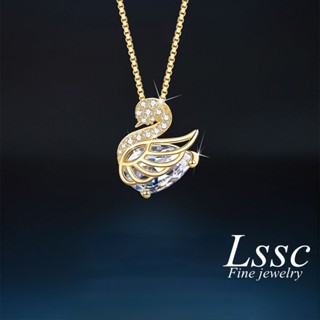  Vòng Cổ Titan Nữ Không Gỉ Mạ Vàng 18k Không Mất Màu Mặt Dây Chuyền Thiên Nga Đính Kim Cương Sáng Bóng Phụ Kiện Trang Sức 