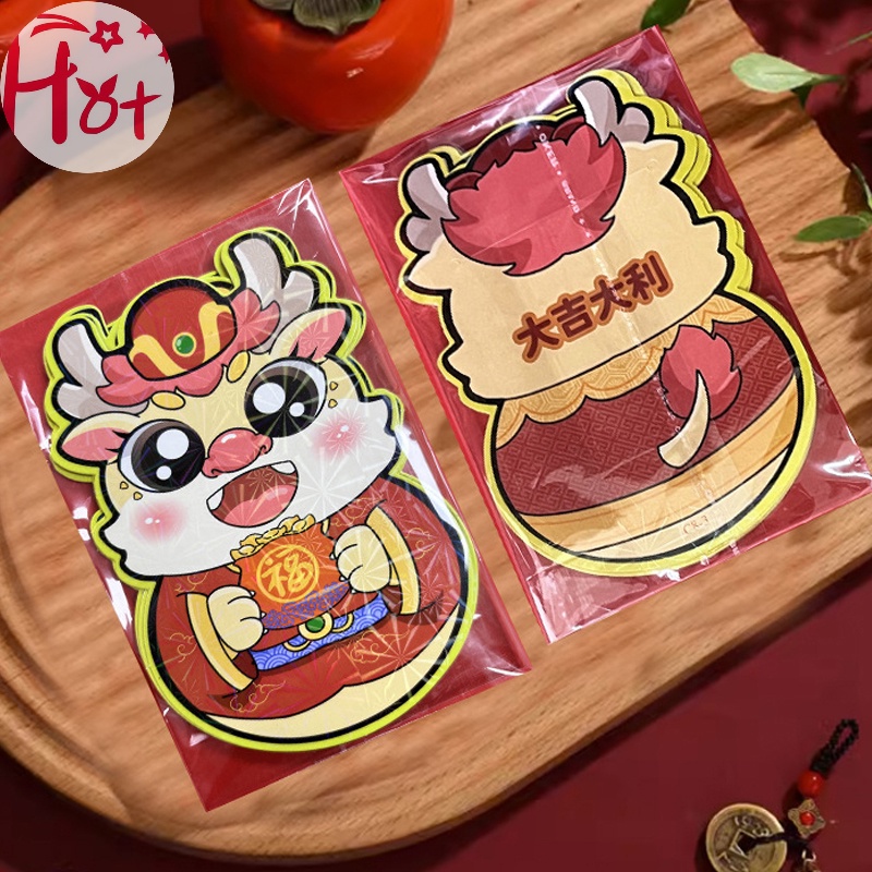 Jr Set 6 Bao Lì Xì Năm Mới 2024 Hình Rồng Đỏ May Mắn Phong Cách Trung Hoa