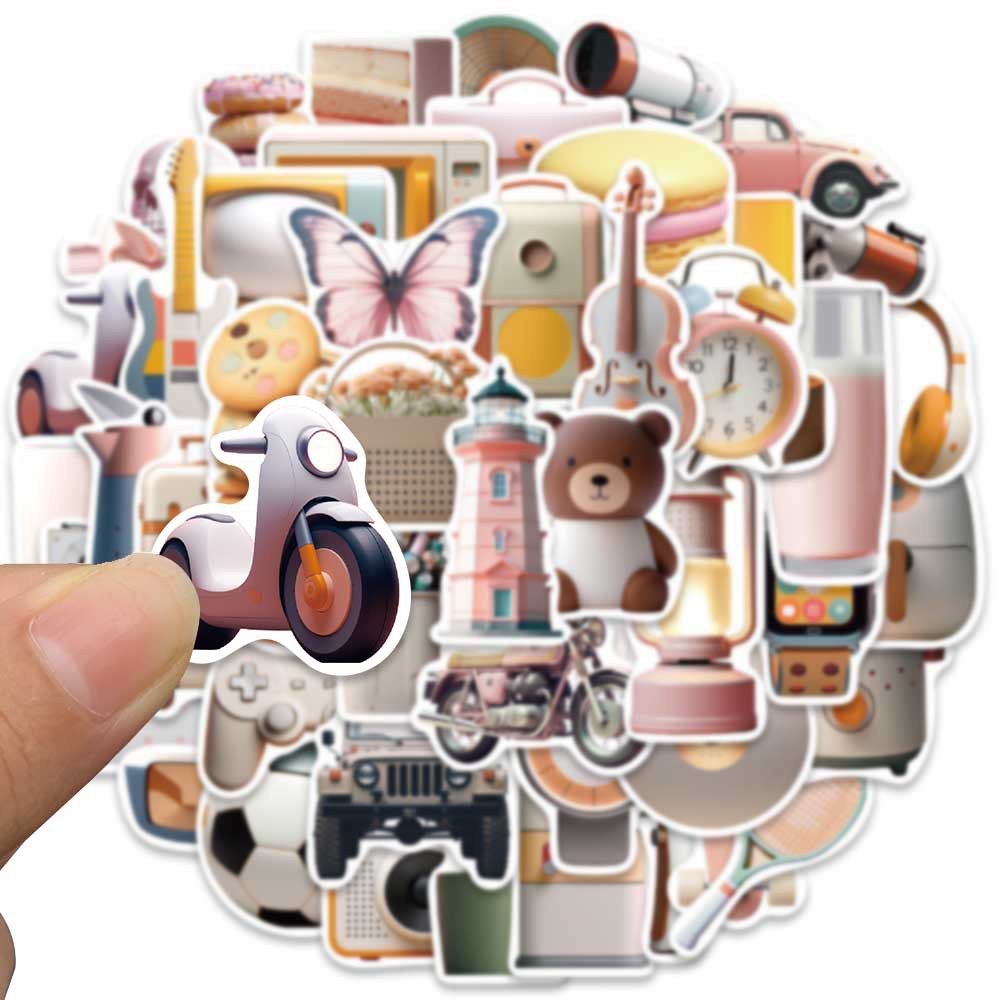 Bộ 50 Miếng Dán Trang Trí Mũ Bảo Hiểm / Bút Chì Phong Cách macaron Chống Thấm Nước