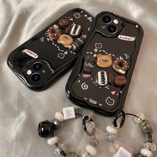Ốp Điện Thoại Mềm Hình Gấu Và Cà Phê Gắn Dây Đeo Cho iphone 15 14 13 12 11 pro max x xr xs max 7 8 plus se2020
