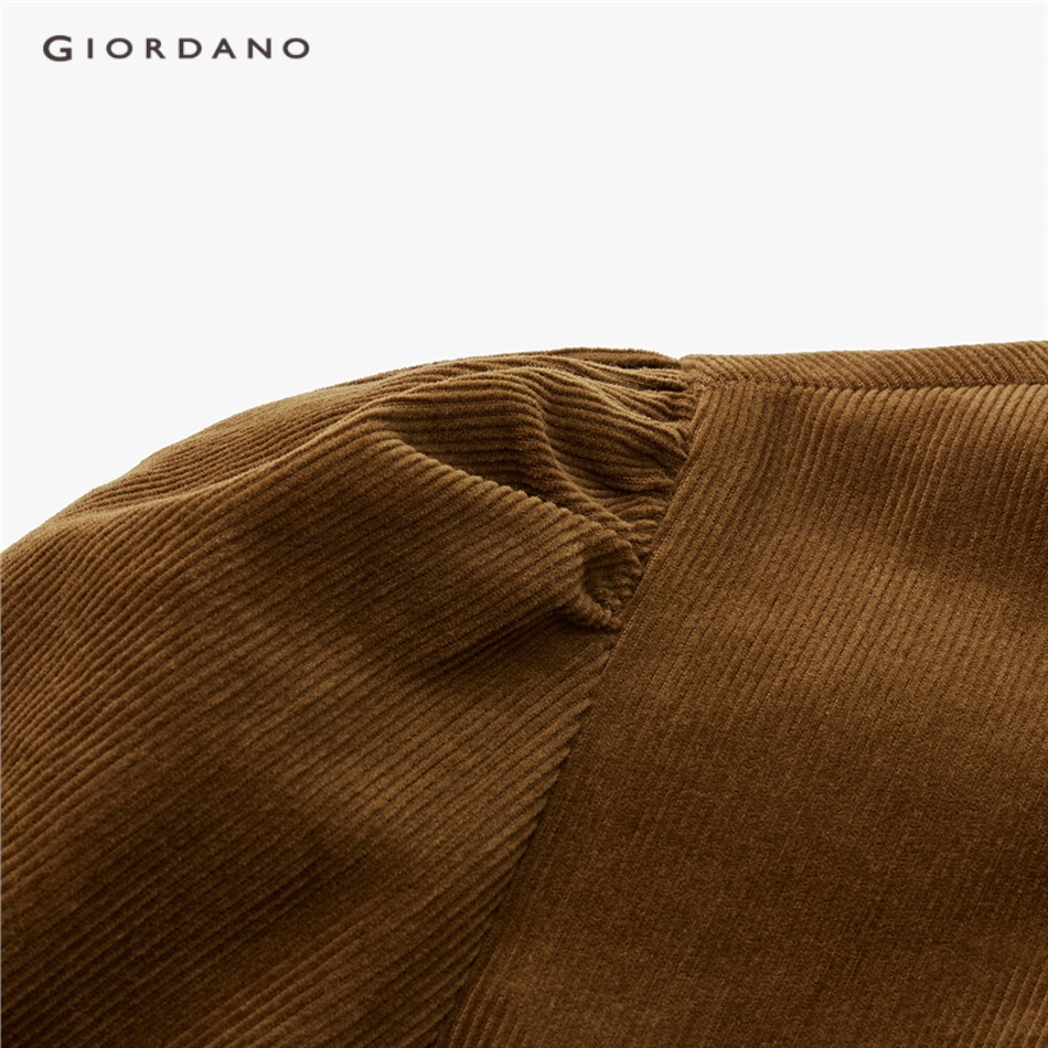 GIORDANO WOMEN Lace trims high neck cotton corduroy dress 05463688