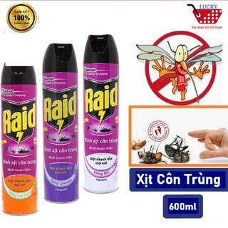 Bình xịt côn trùng Raid 600ml Hương Cam Chanh/ Lavender/ Không mùi