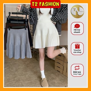 Chân váy len ngắn xếp ly 1 phần dáng chữ A lưng cao 2821