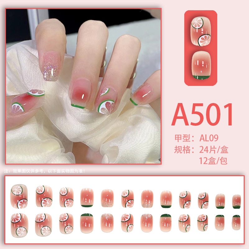 Bộ Móng Tay Giả Trong Suốt Hình Quả Chanh Mùa Hè Có Thể Tháo Rời yyam