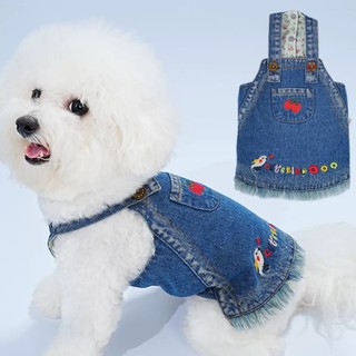 Đầm Yếm denim In Họa Tiết cherry Dễ Thương Thời Trang Cho Cún Cưng