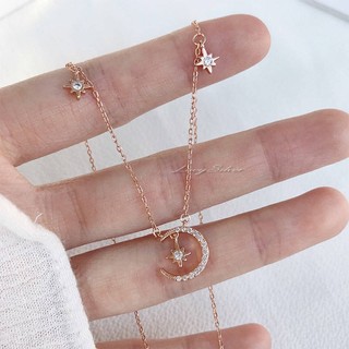 Thời Trang Vòng cổ Mặt Trăng Khuyết Đính Đá Zircon