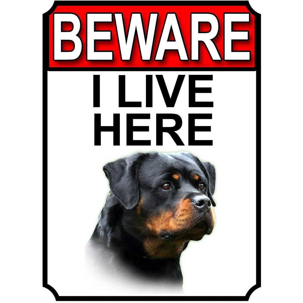 Nxbns Rottweiler Dog Breed Gate Signs Beware I Live Here Metal Thiếc Signs 12 "X 8" Hàng rào sân vườ