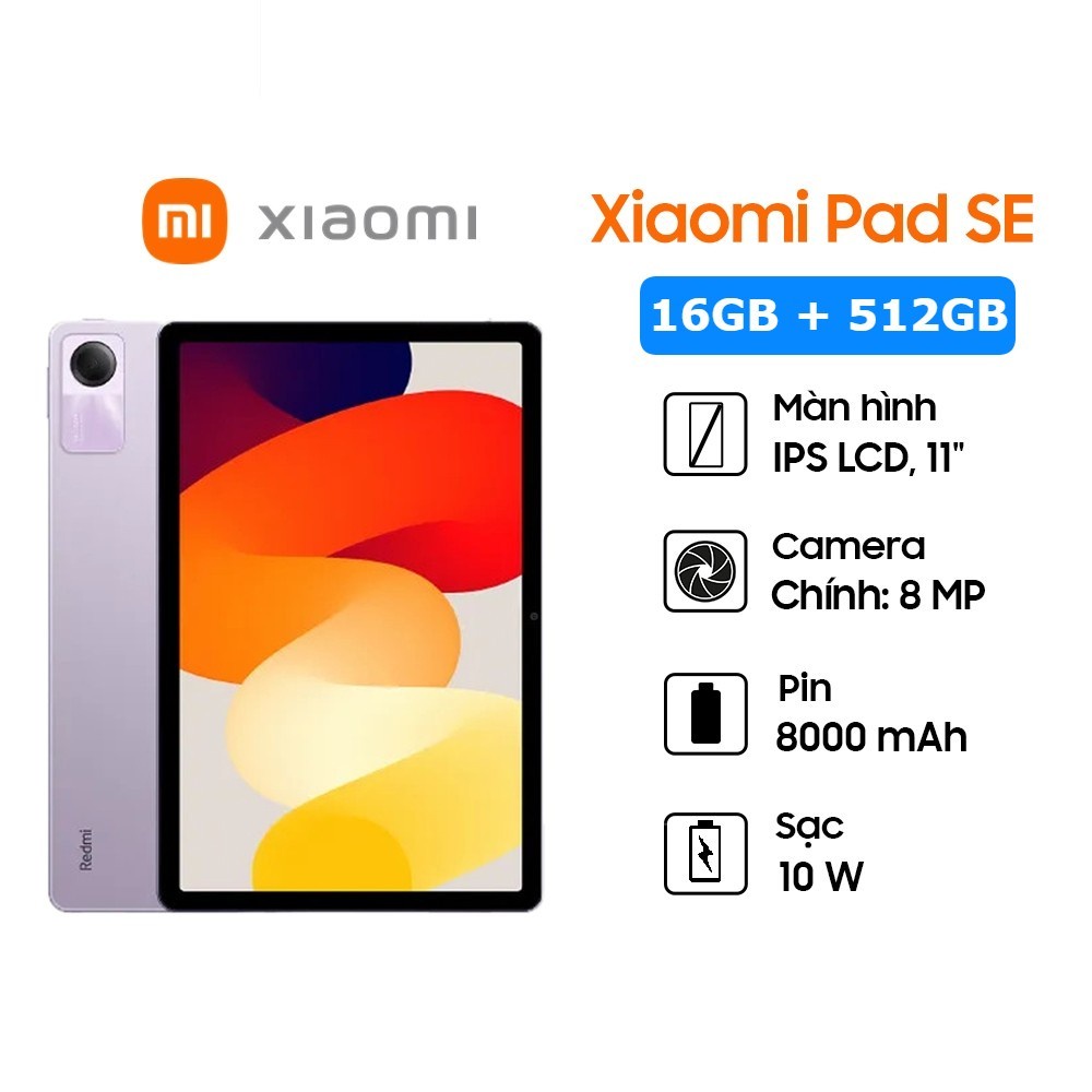 MẪU MỚI 2023 Máy tính bảng Xiaomi Pad SE | RAM 16GB ROM 512GB | Snapdragon 865 | SIM kép 4G+5G LTE | Pin 8000mAh