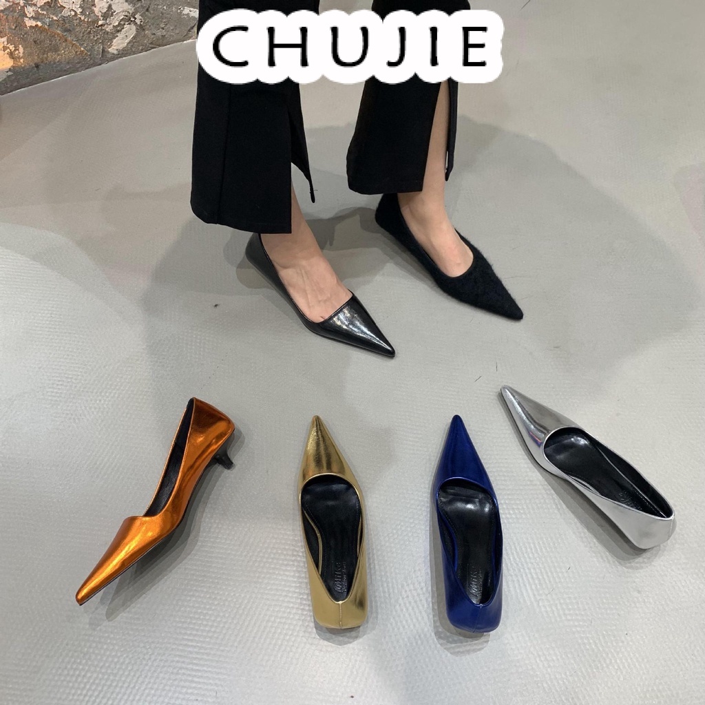 CHUJIE giày cao gót nữ đế cao sandal đi chơi FBL23903D6 36Z230906