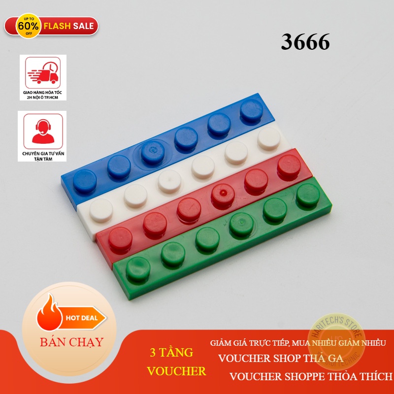 Combo 10 Gạch Technic Mỏng 1x6 - Phụ Kiện MOC Tương Thích Part 3666