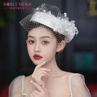 Mũ cô dâu lưới hoa màu trắng chụp ảnh ảnh mũ studio đám cưới pjonh cách pháp cổ điển - CD124