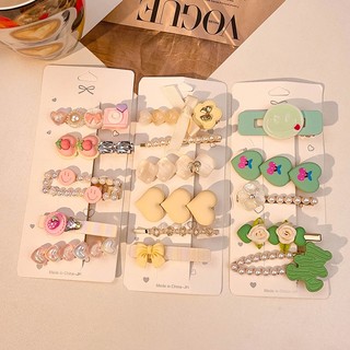 Set 6 kẹp tóc đính đá / ngọc trai thời trang hàn quốc cho nữ