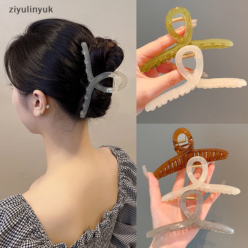 Kẹp Tóc Cá Mập Màu Thạch Cỡ Lớn 13cm Cho Nữ