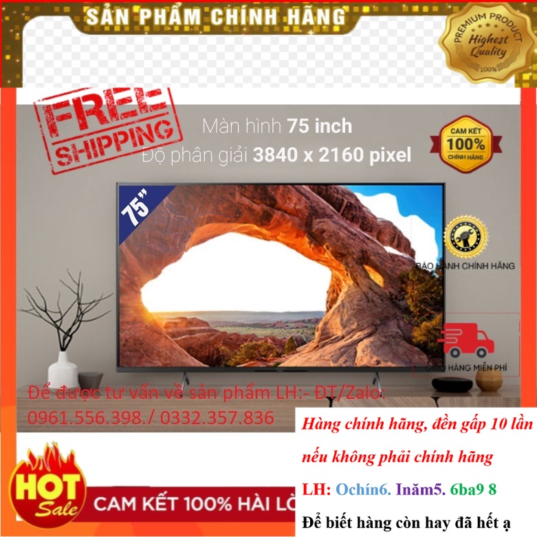 SALE_ Smart Tivi Sony 75 Inch 4K KD-75X80J &lt; Chính hãng BH:24 tháng tại nhà toàn quốc &gt;