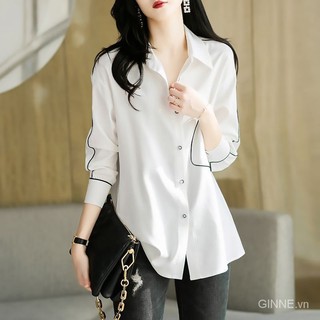 [Ginie] Miễn Phí Vận Chuyển Nhanh Áo Sơ Mi Trắng Dài Tay Phong Cách Mới 2023 Thời Trang Xuân Thu Cao Cấp PD-LNFK