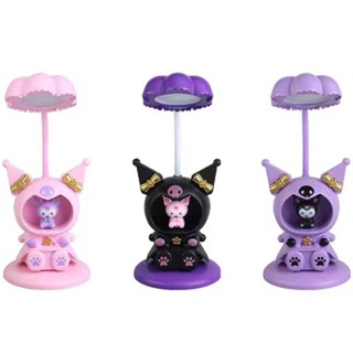 Sanrio Đèn LED Để Bàn Họa Tiết Hoạt Hình Kuromi Dễ Thương Kèm Đồ Gọt Bút Chì Sạc USB Tiện Dụng Cho Học Sinh