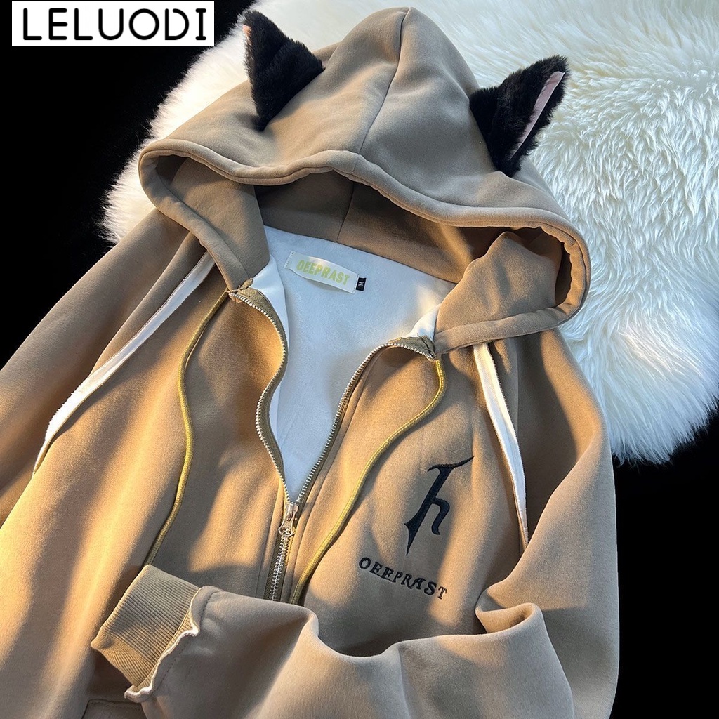 LELUODI Áo Khoác hoodie áo khoác nữ zip hoodie comfortable Thông thường New Style Fashion WJK2390YOM 37Z230914 | BigBuy360 - bigbuy360.vn