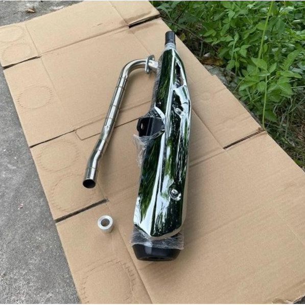 Pô Xe Máy - Pô Wave 110 Nhồi Bông Đuôi Đen Kèm Tiêu Lắp Như Zin Cho xe Wave 50/100/110 - Phụ Kiện - 