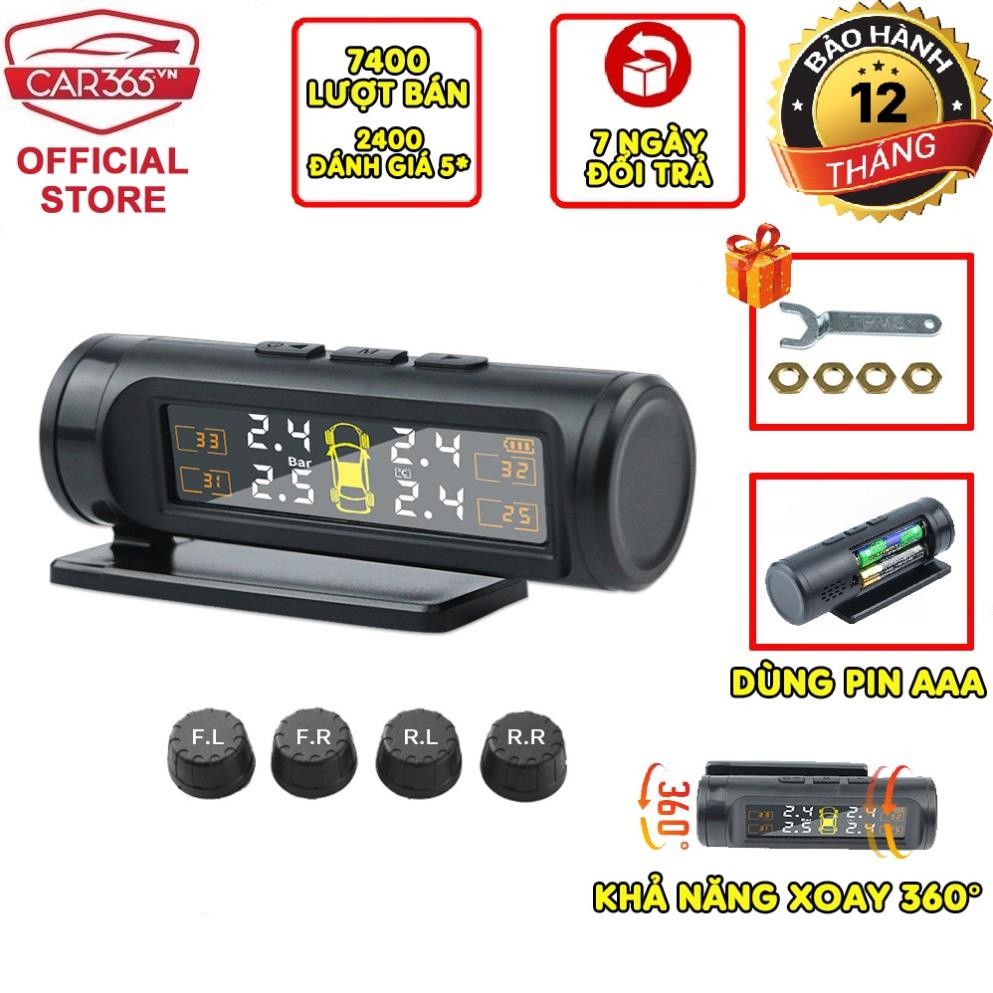 Cảm biến áp suất lốp ô tô van ngoài quốc tế mới cao cấp CAR365VN, màn hình LCD, pin năng lượng mặt t