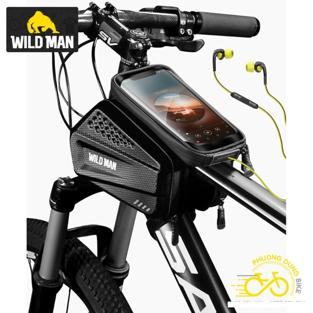 Túi đôi treo khung sườn hộp cứng xe đạp WILD MAN ES6 có ngăn điện thoại