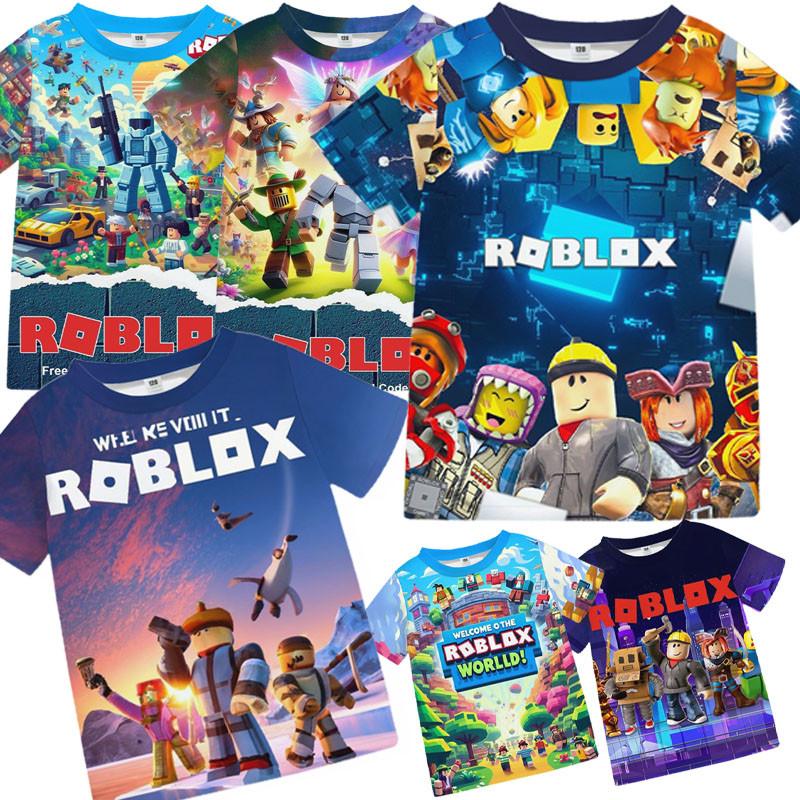 R ROBLOX ROBLOX Game In Hình Bé Trai Áo Thun Tay Ngắn Mùa Hè Hàng Ngày Trang Phục Tiệc Tại Nhà Trò C
