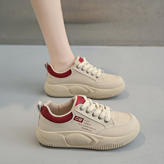 Giày thể thao nữ đế thấp mũi tròn phong cách Hàn Quốc, giày thể thao PU, giày thể thao trắng chống trượt, thời trang, giá sỉ tại nhà máy