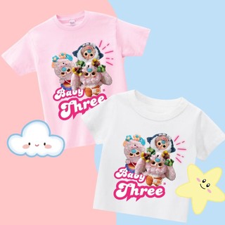 (Giao hàng 24 giờ)Aico Kids Áo thun bé gái ngắn tay Dreamy Kids áo phông cho bé in hình Baby Three dễ thương