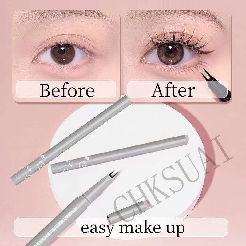 Bút kẻ mắt HUAQING hai đầu dạng lỏng lâu trôi chống thấm nước không nhòe